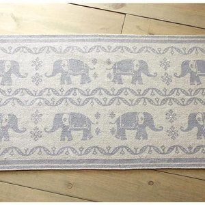 Levtex Baby Elephant Cotton Accent Rug Gray Natural Fringe 27x45" Set of 4